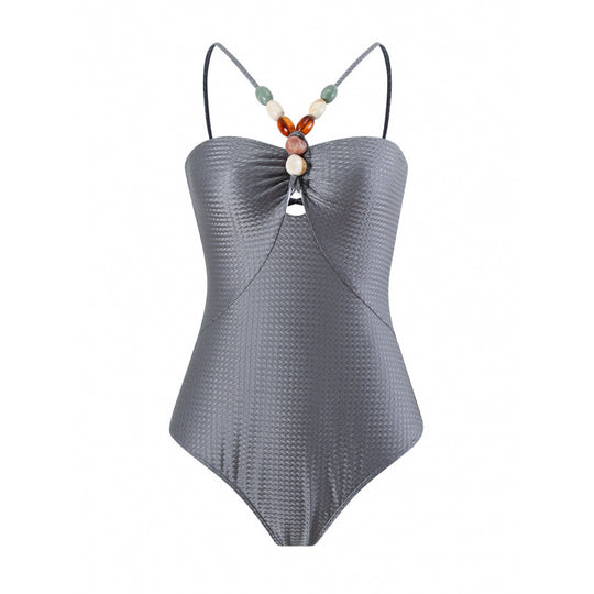 Damen Bandeau-Badeanzug mit asymmetrischem Rock EB