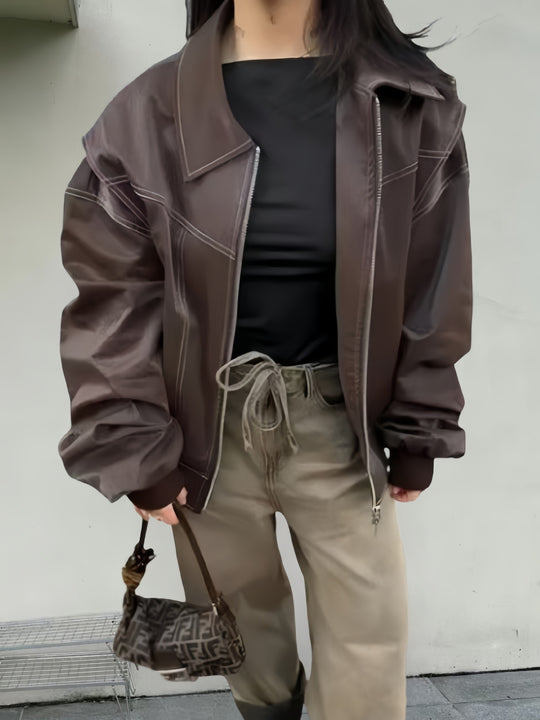 Damen lässige Oversized-Bomberjacke EB