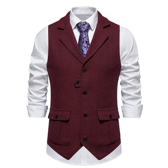 Herren elegante Weste mit strukturiertem Hahnentritt-Muster EB