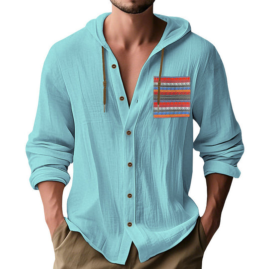 Herren Kapuzenshirt mit verspieltem Design und praktischer Knopfleiste EB