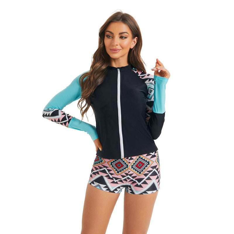 Damen Rashguard-Oberteil mit sportlichem Design und grafischem Print EB