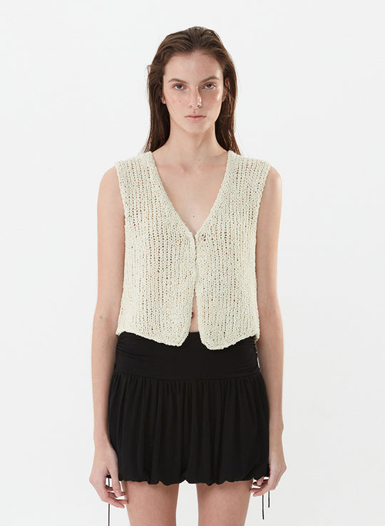 Damen luftiges Strickoberteil mit V-Ausschnitt und offener Front EB