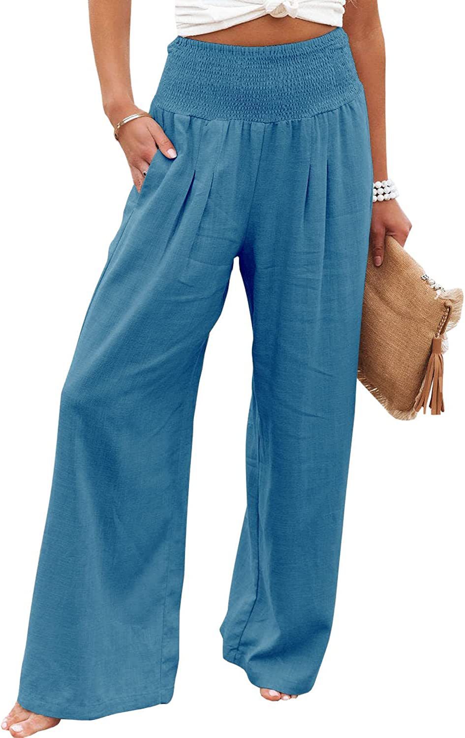 Damen Weite Sommerhose mit elastischem Bund und lockerer Passform EB