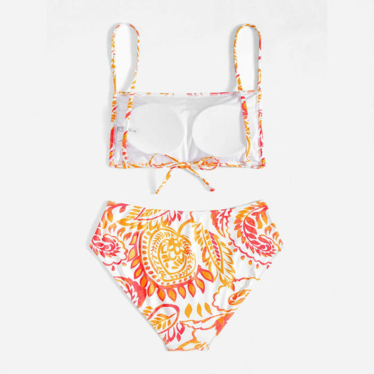 Damen Triangel-Bikini-Set mit verstellbaren Trägern und modischem Muster EB