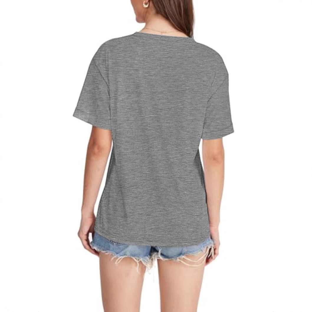 Damen V-Ausschnitt T-Shirt mit lockerer Passform EB
