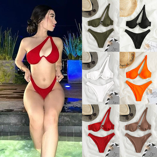 Damen Triangel-Bikini mit asymmetrischem Schnitt und gepolstertem Oberteil EB