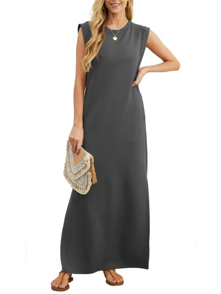 Damen Maxikleid mit modernen Schulterdetails und fließendem Schnitt EB