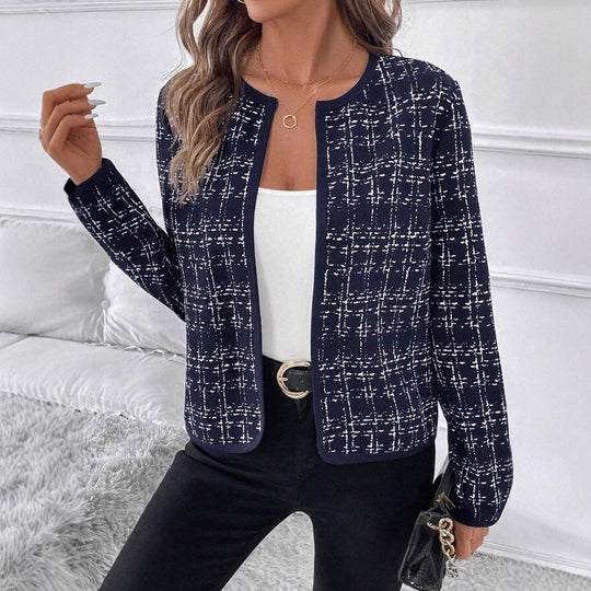 Damen strukturierte Blazerjacke mit Kontrastdetails EB
