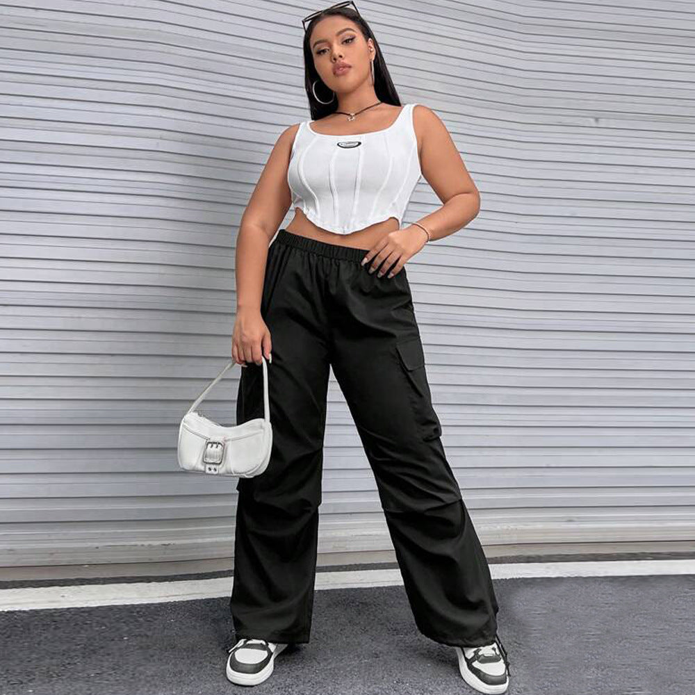 Damen Cargohose mit seitlichen Taschen und elastischem Bund EB
