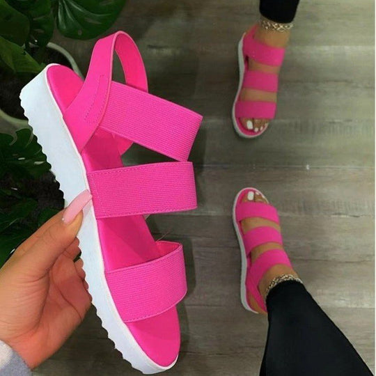 Damen Anpassbare Zehensandalen mit breiten Riemen EB