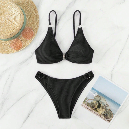 Damen Triangel-Bikini mit Ringverzierungen EB
