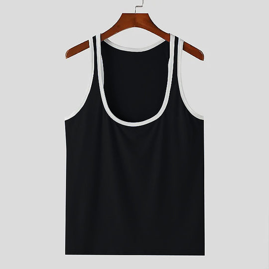 Herren Atmungsaktives Fitness-Tanktop mit breiten Trägern und flachem Saum EB