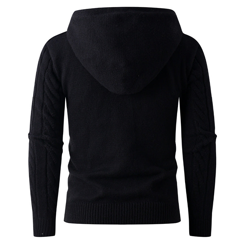 Herren Strickjacke mit Kapuze und modernem Zopfmuster EB