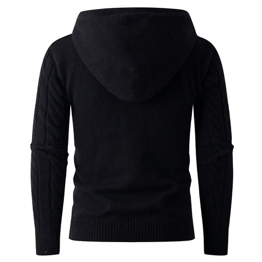 Herren Strickjacke mit Kapuze und modernem Zopfmuster EB