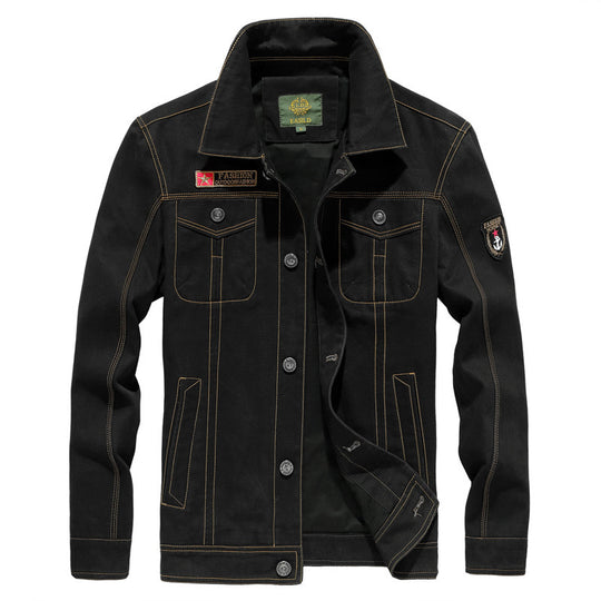 Herren Canvas-Utility-Jacke mit Brustpattentaschen und Badge-Applikationen EB