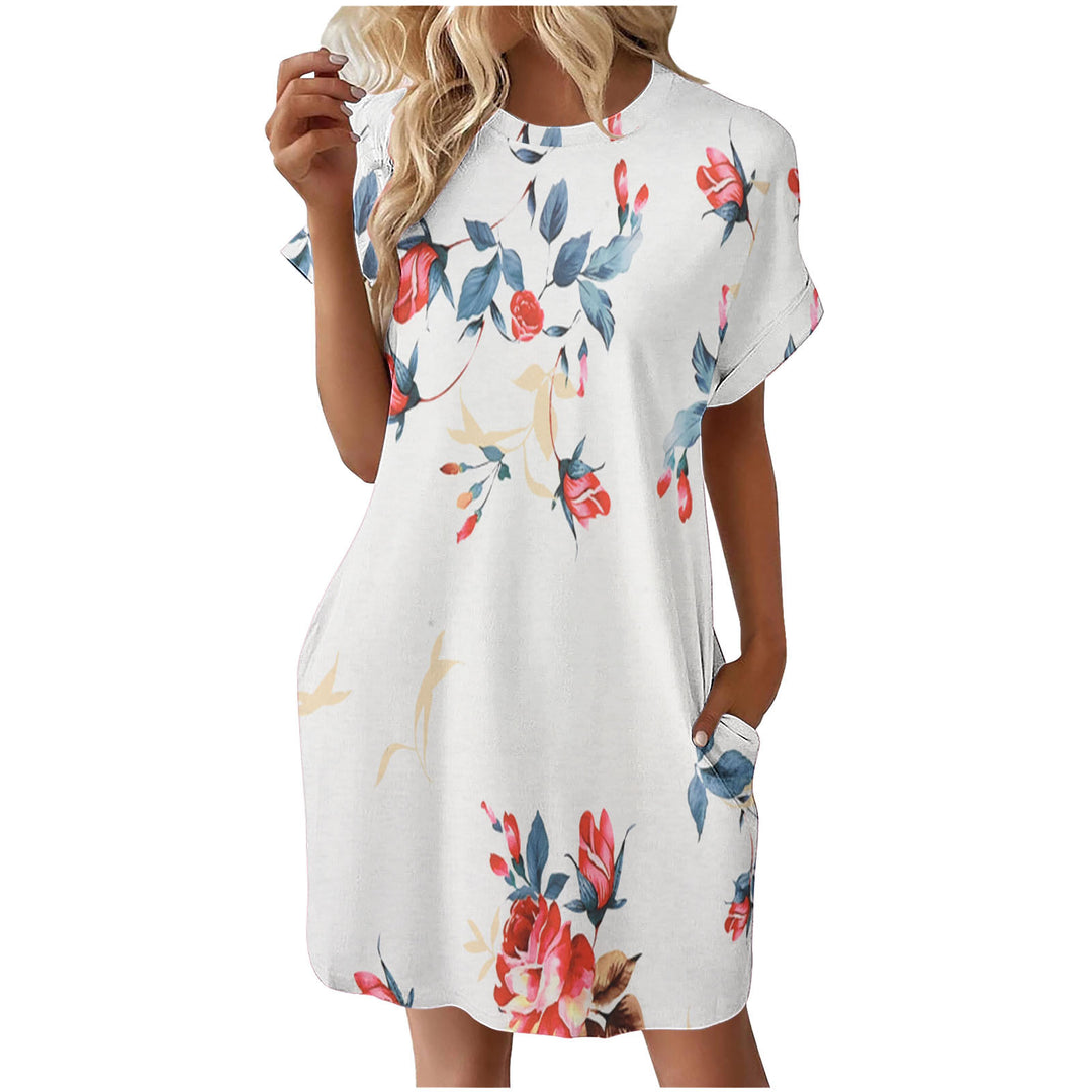Damen lässiges Sommerkleid mit Blumenmuster und praktischen Taschen EB