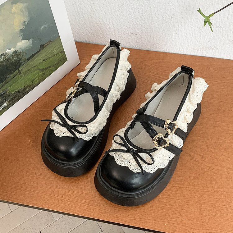 Damen Rüschen Sneakers mit dekorativen Schnallen und robustem Profil EB