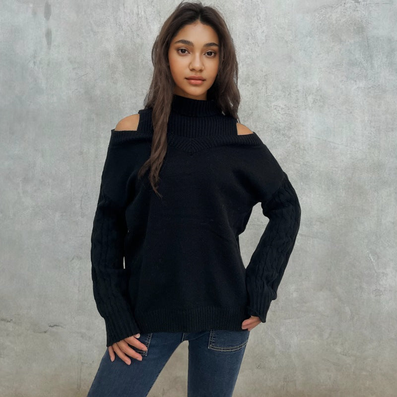 Damen Pullover mit schulterfreien Details und strukturierten Ärmeln EB