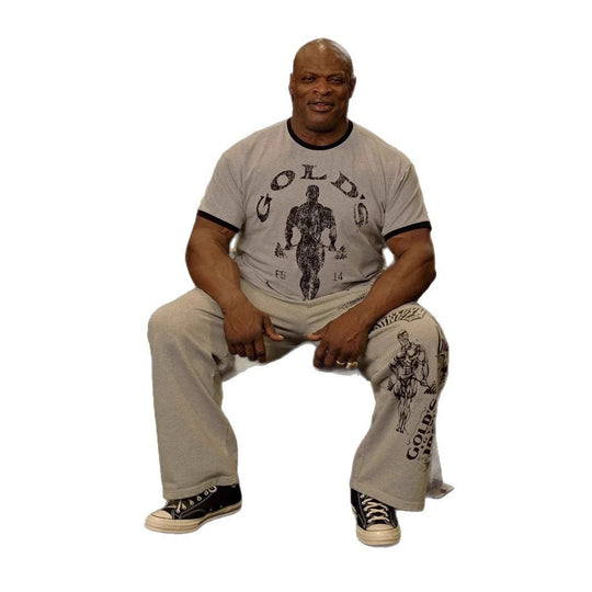 Herren nan Vintage Trainingsshirt mit Rundhalsausschnitt Kontrastbündchen und Retro-Bodybuilding-Druck EB