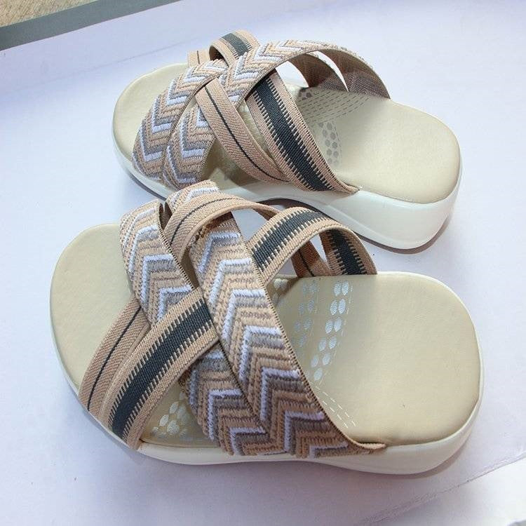 Damen Bequeme Riemchen-Sandalen mit ergonomischem Fußbett EB