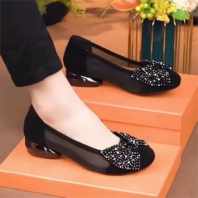 Damen Komfortable Ballerinas mit funkelndem Strassbesatz EB