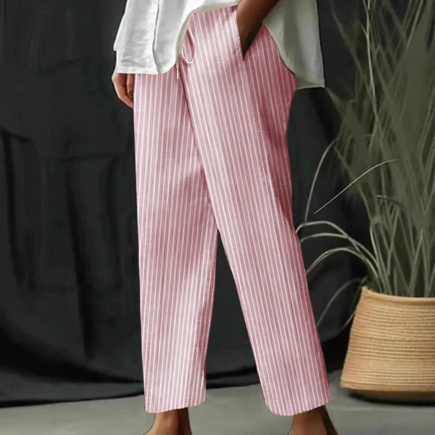 Damen Freizeithose mit gestreiftem Design und komfortablem Bund EB