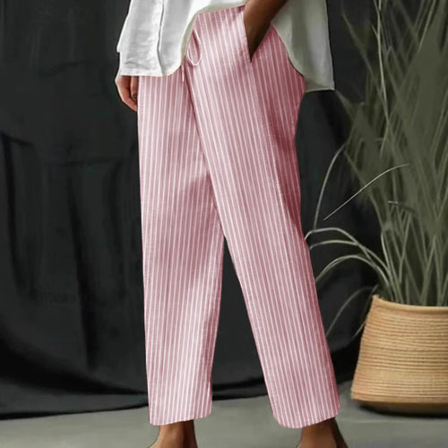 Damen Freizeithose mit gestreiftem Design und komfortablem Bund EB