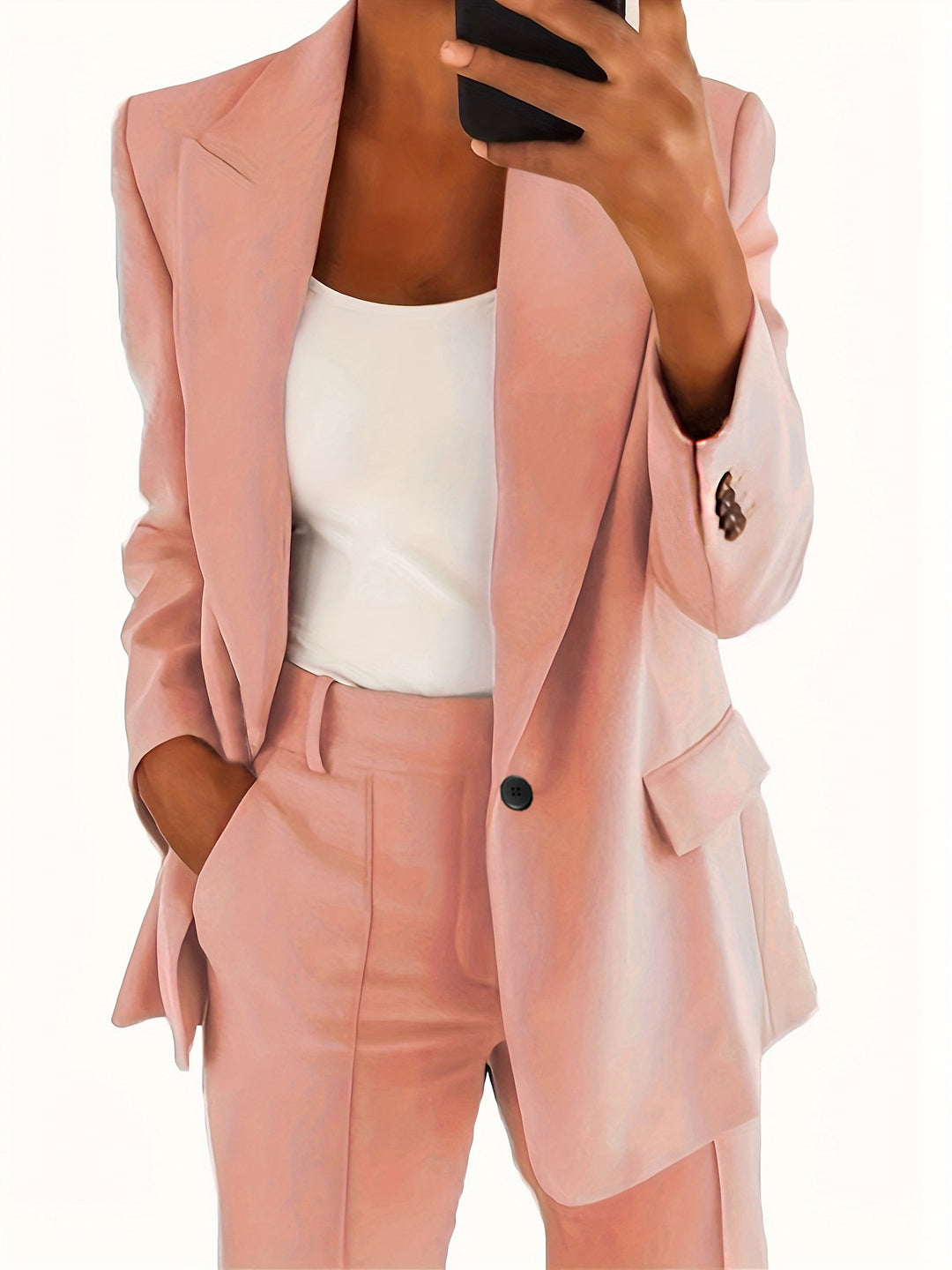 Damen nan taillierter Blazer-Hosen Businessanzug aus Stretchstoff EB