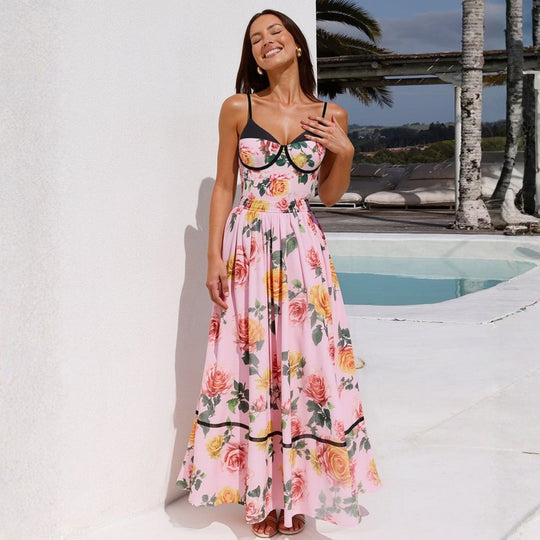 Damen Einseitiger Badeanzug mit floralem Drapierungsdesign EB