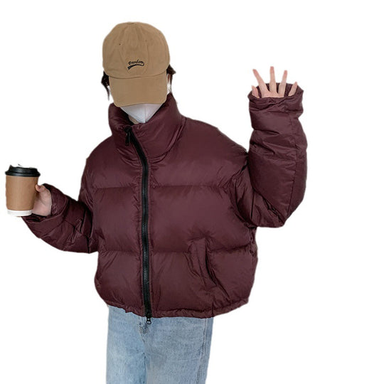 Damen Kurz geschnittene Pufferjacke mit hohem Kragen und seitlichen Taschen EB