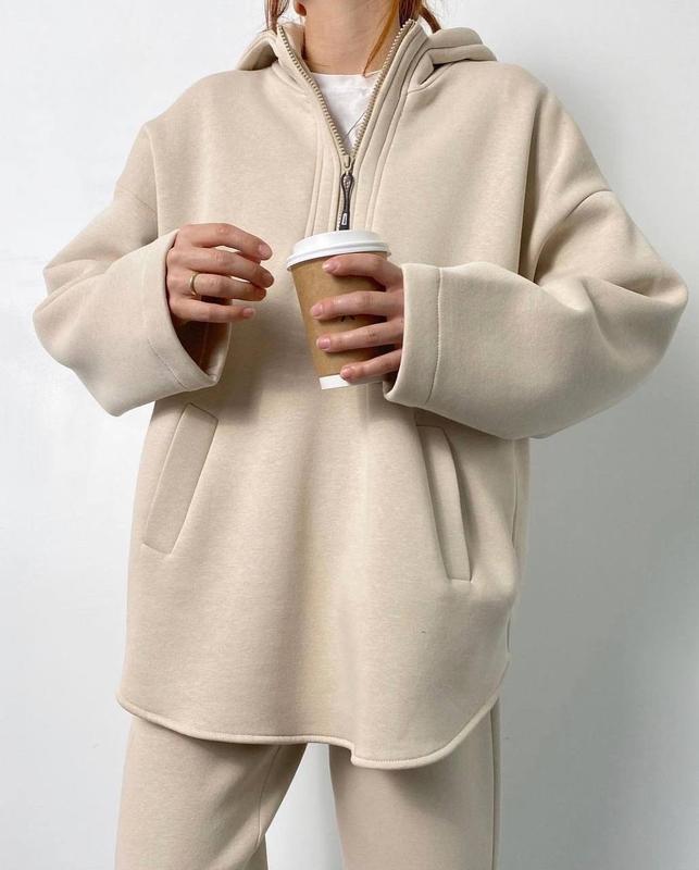 Damen lässiger Hoodie mit hochwertigem Reißverschluss und elastichem Bund EB