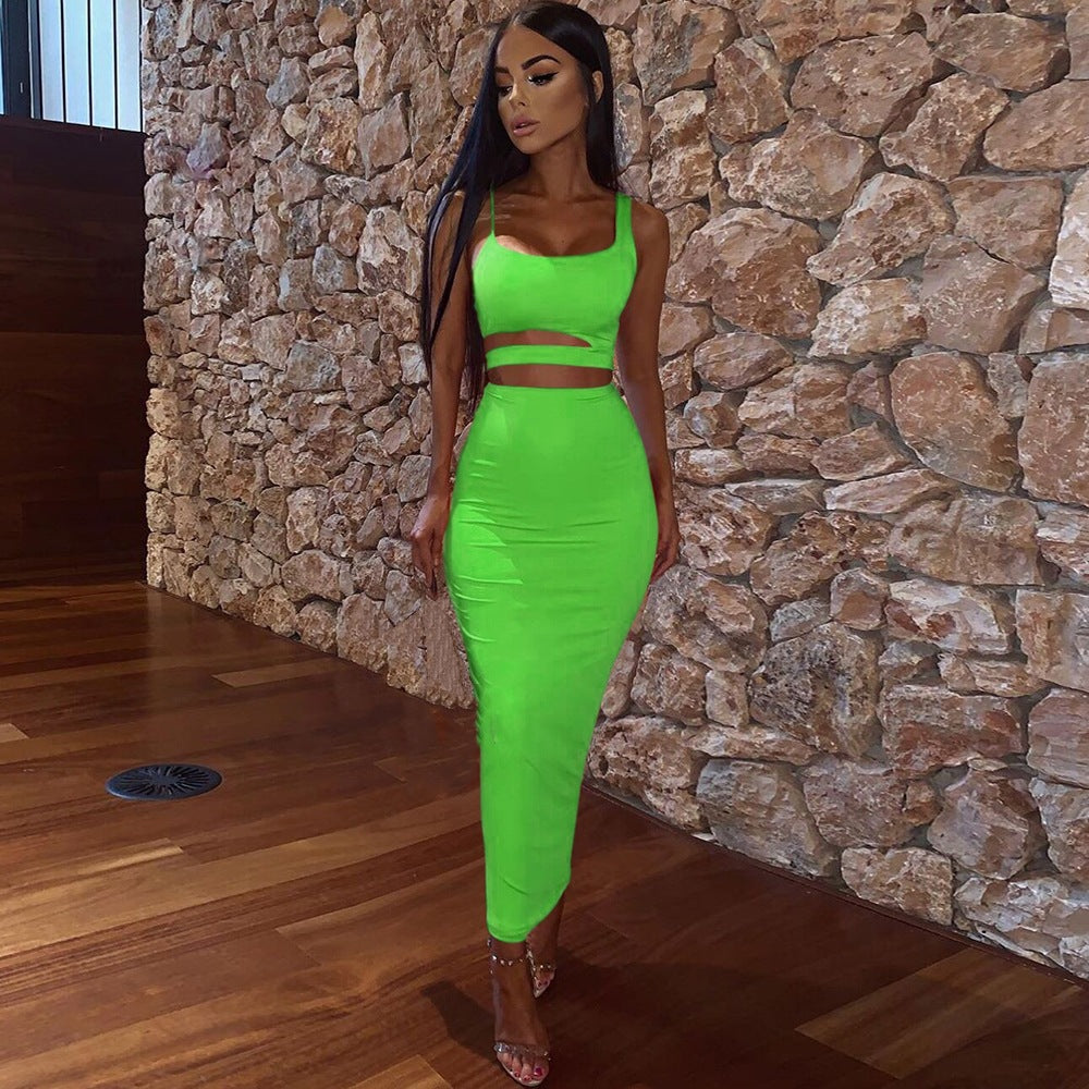 Damen Stylisches Obergarderoben-Set mit Crop-Top und figurbetonendem Rock EB
