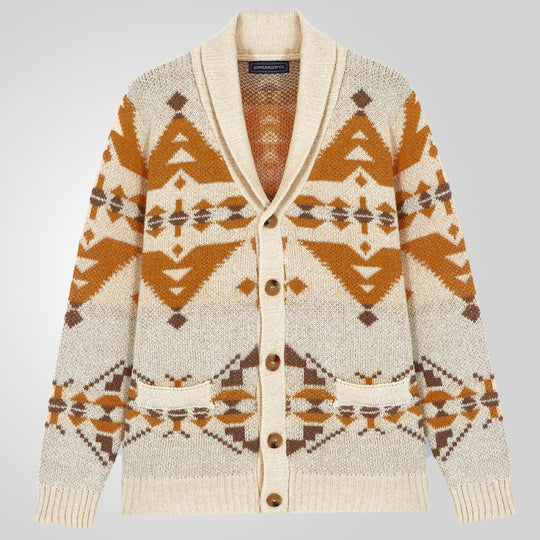 Herren Strickjacke mit geometrischem Muster und einem weichen, wärmenden Futter EB
