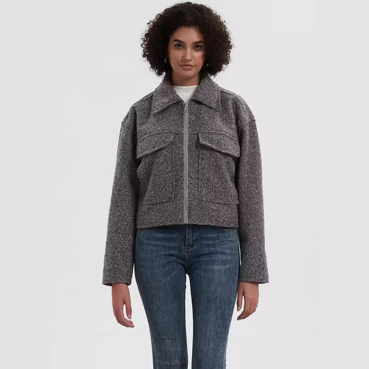 Damen cropped Utility-Jacke mit doppelten Brusttaschen EB