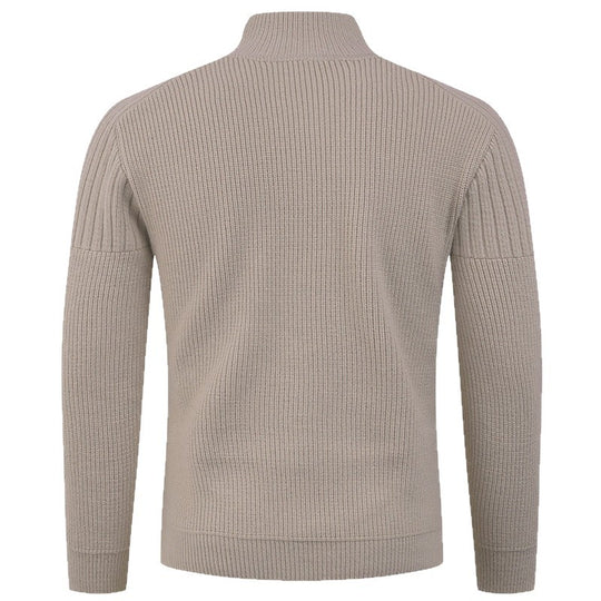 Herren Strickpullover mit hohem Kragen und Knopfdetails EB