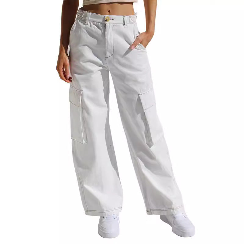 Damen Cargo-Hose mit weitem Bein und praktischen Taschen EB
