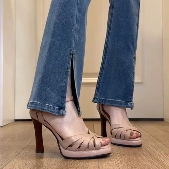 Damen Sandaletten mit modischem Riemchen und elegantem Absatz EB
