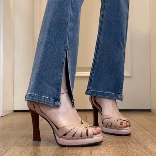 Damen Sandaletten mit modischem Riemchen und elegantem Absatz EB