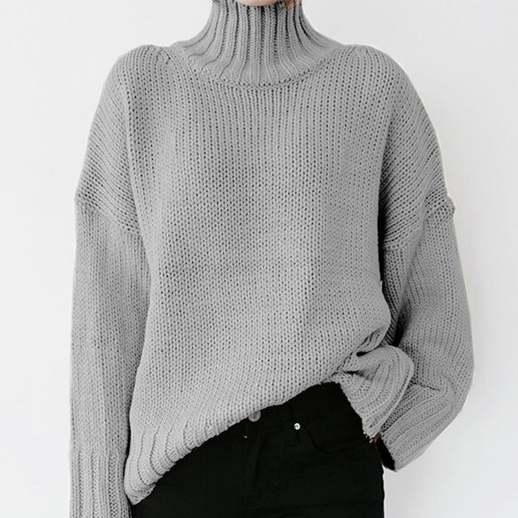 Damen Grober Strickpullover mit Stehkragen EB