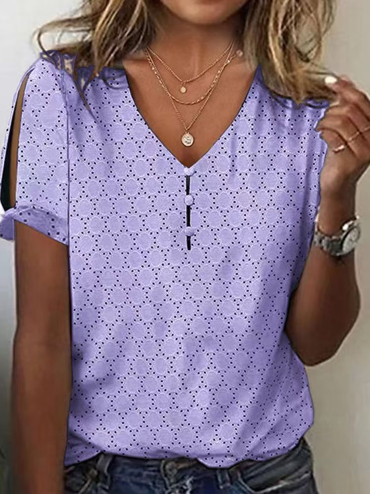Damen Glitzernde V-Pullover Bluse EB