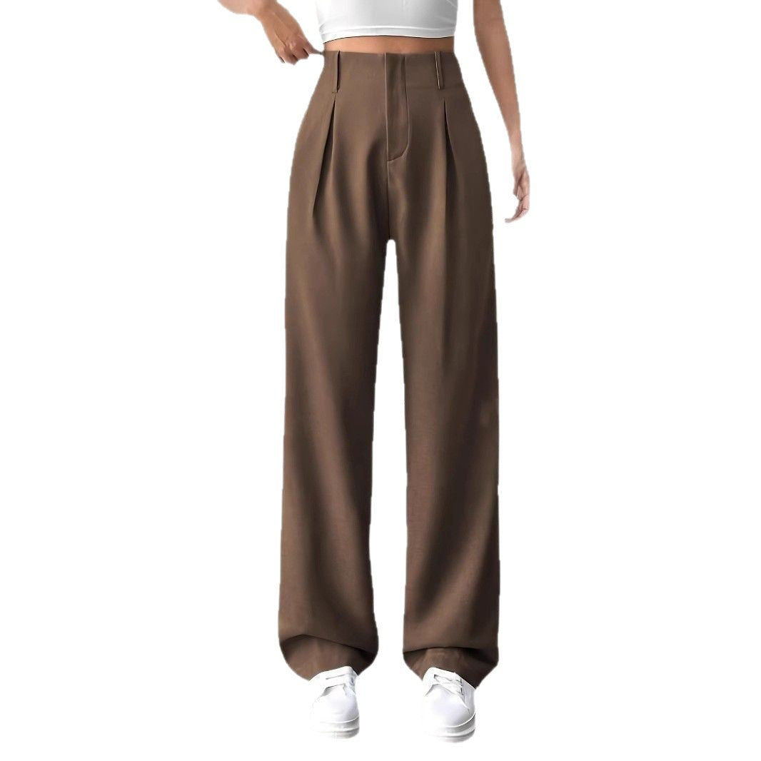 Damen Elegante Bundfaltenhose mit weitem Schnitt EB