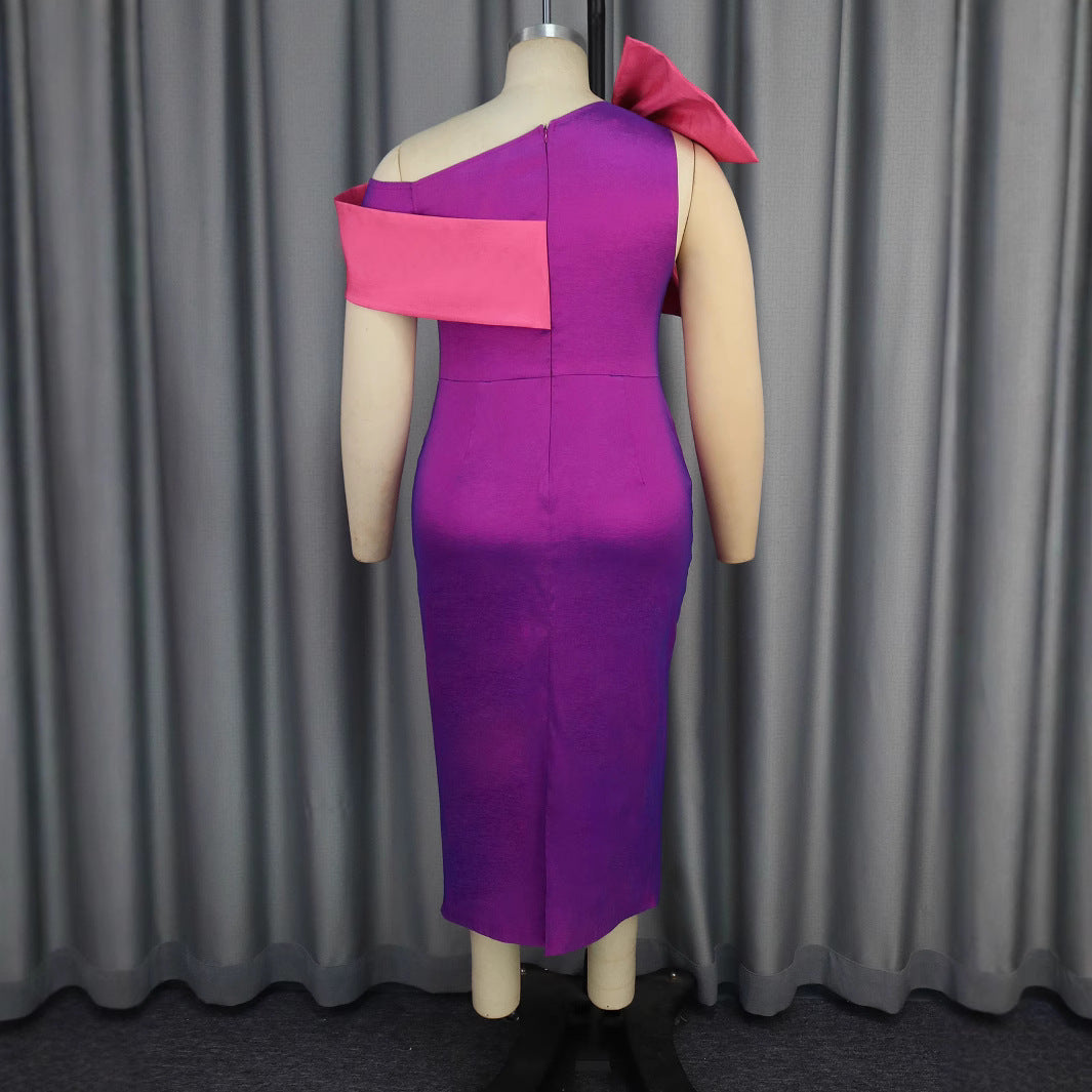 Damen elegantes Kleid mit asymmetrischem Rüschenakzent EB