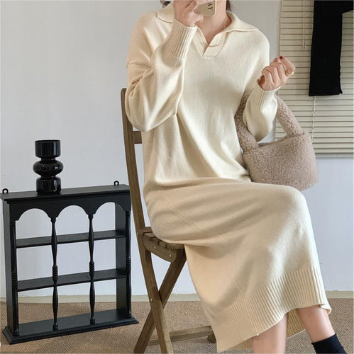 Damen Strickkleid mit Kragen EB