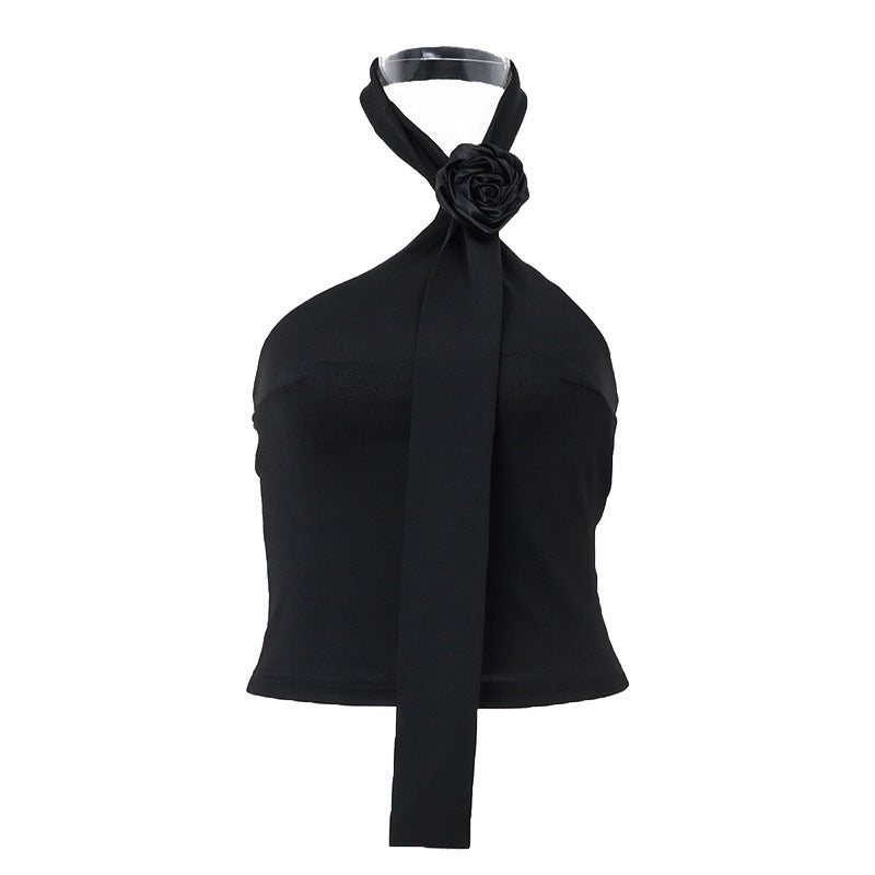 Damen asymmetrisches Top mit floraler Applikation und verstellbarem Träger EB