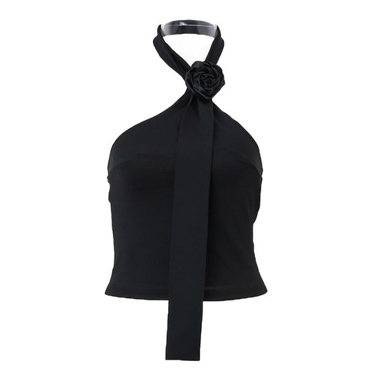 Damen asymmetrisches Top mit floraler Applikation und verstellbarem Träger EB