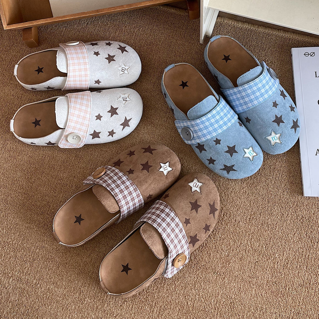 Damen Clogs mit modischem Sternen-Design und bequemer Sohle EB