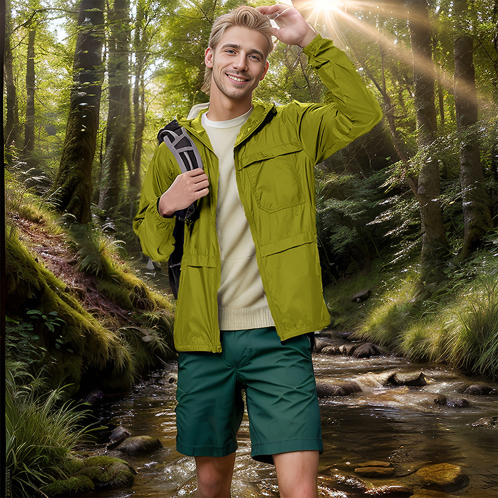Herren leichte Outdoor-Jacke mit praktischen Taschen und verstellbarem Kapuzenkragen EB