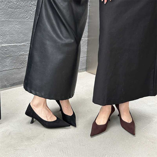 Damen elegante spitze Pumps aus weichem Veloursleder EB