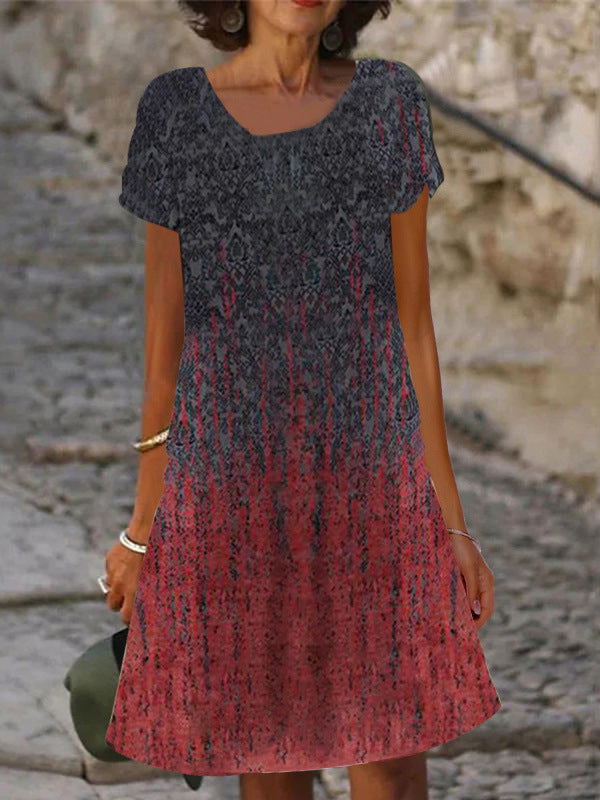 Damen lässiges Sommerkleid mit modernen Mustern und femininem Schnitt EB