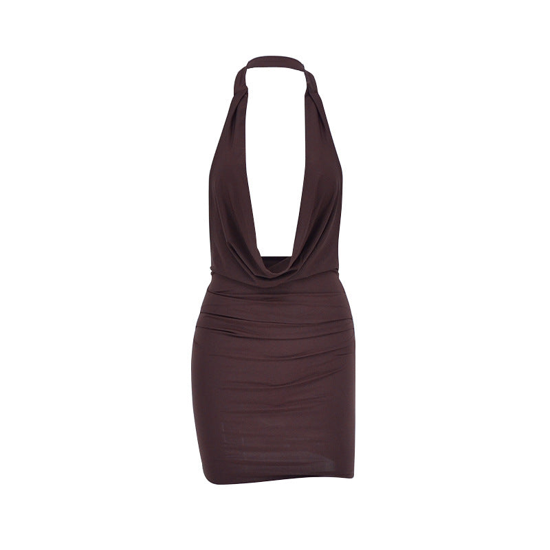 Damen Neckholder Minikleid mit verführerischem Ausschnitt und raffinierten Drapierungen EB